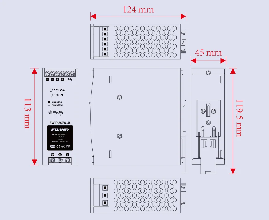 EW-PI240W-48 dimensions diagram