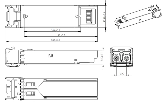 EW-SFP-GE-SD1310 dimensions diagram