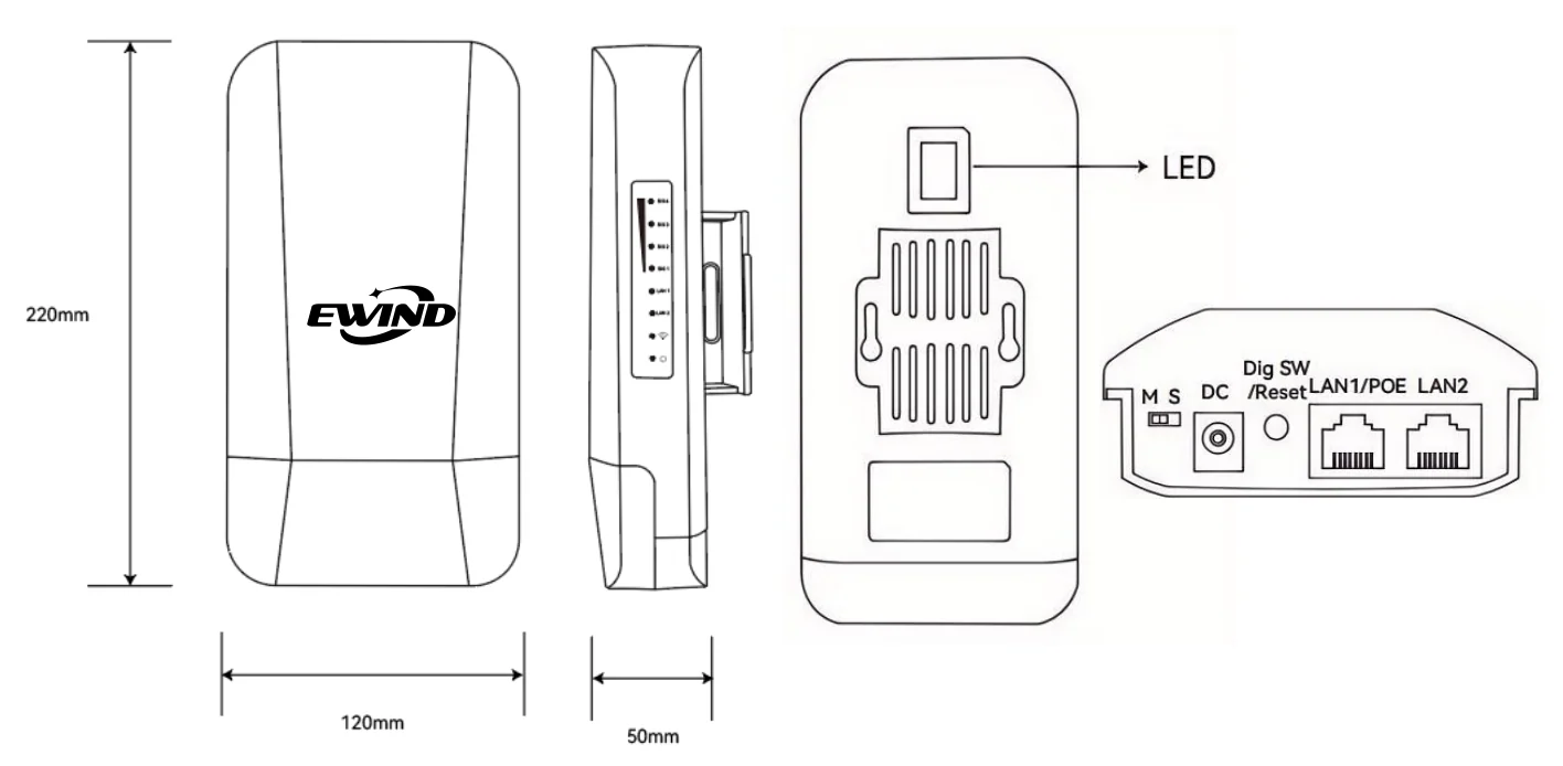 EW-CPE602 dimensions diagram