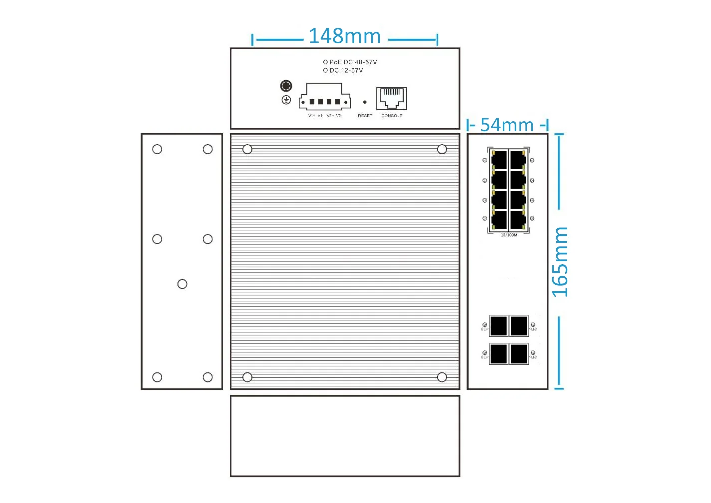 EW-PIS5712M-8GE dimensions drawing