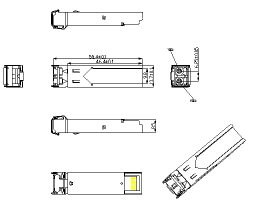 EW-SFP-FE-MD850 dimensions diagram