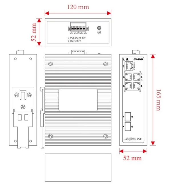 EW-PIS3606M-4GE dimensions diagram