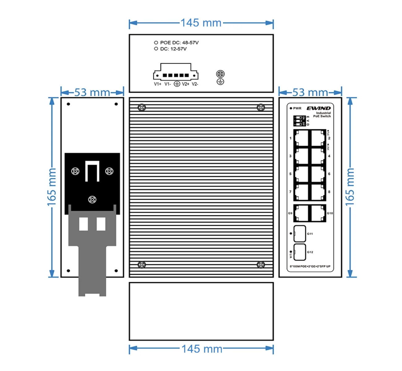 EW-PIS1812-8GE dimensions diagram