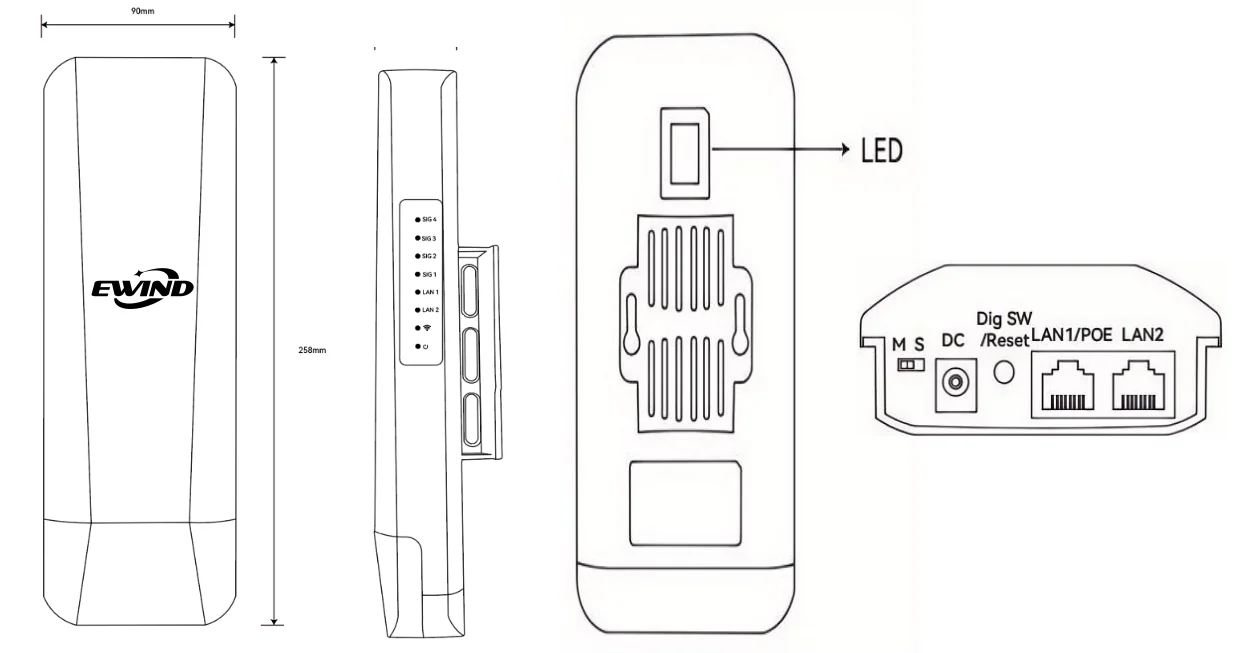 EW-CPE610 dimensions diagram