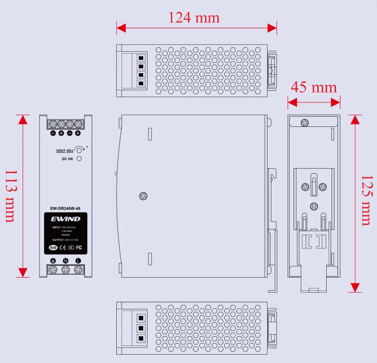 EW-DR240W-48 dimensions diagram