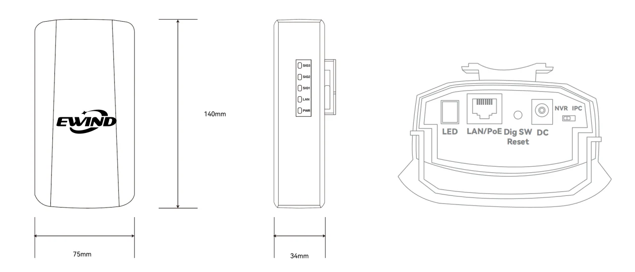 EW-CPE601 dimensions diagram