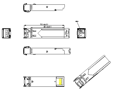 EW-SFP-GE-T1310 EW-SFP-GE-R1550 dimensions diagram