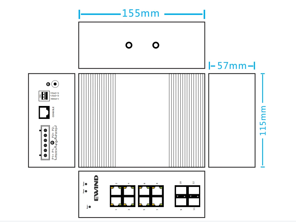 EW-PIS3712M-8GE dimensions diagram