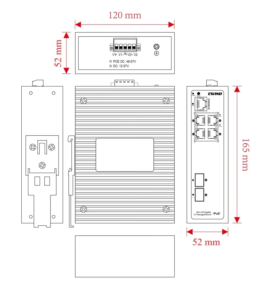 EW-PIS3606M-4GE-BT dimensions diagram
