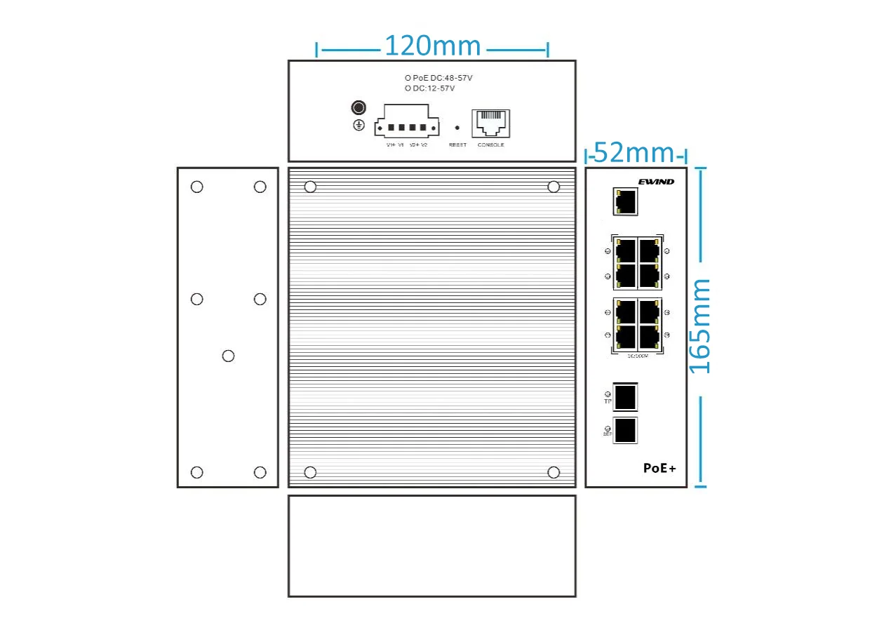 EW-PIS3910M-8GE dimensions diagram