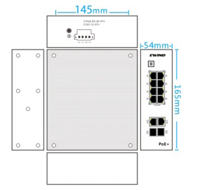 EW-PIS3912-8GE dimensions diagram