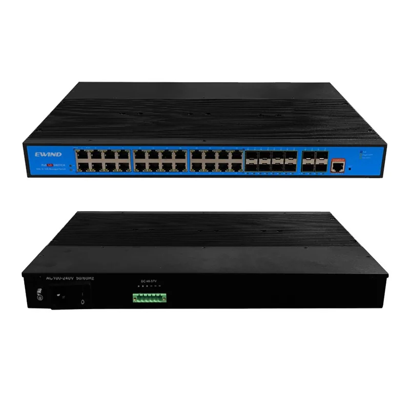 36-Port Industrial Managed PoE Switch with AC/DC Power and 10G Uplinks