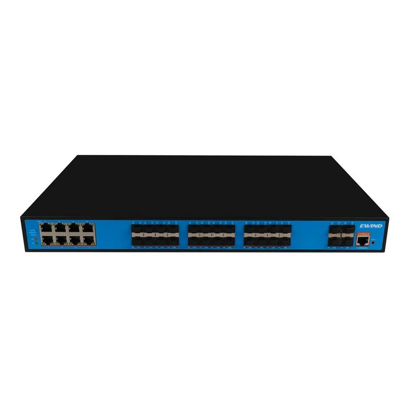 36-Port Managed Fiber Switch with 8 Gigabit RJ45 and 4 10G Uplinks