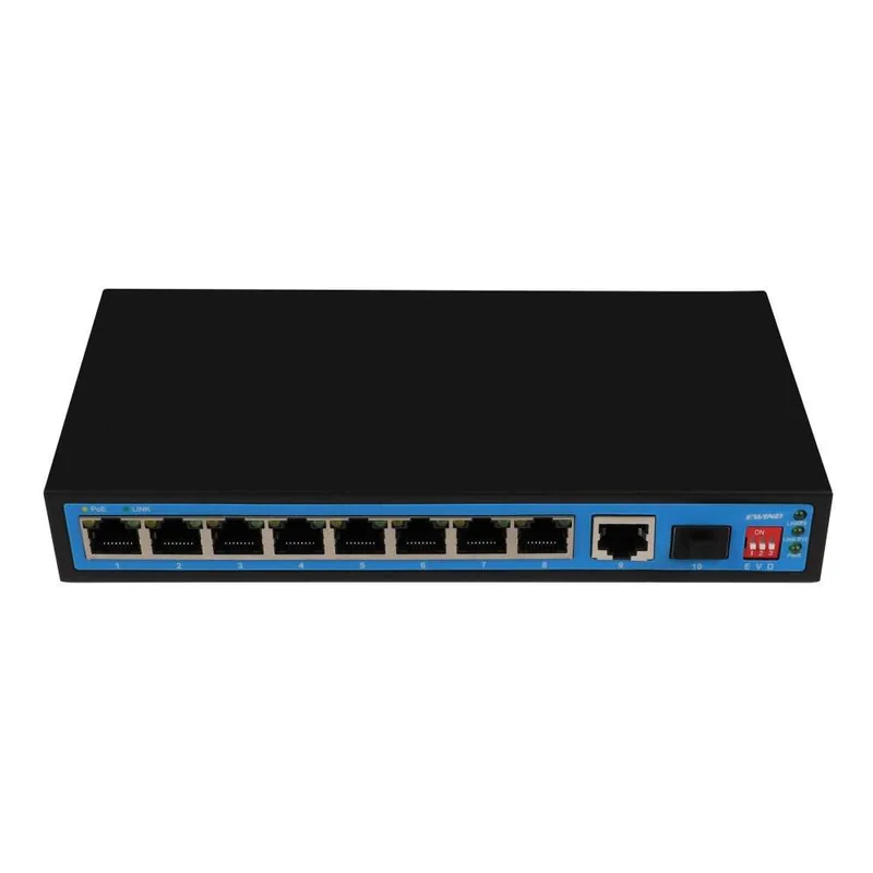 10-Port Gigabit PoE Switch with RJ45 and SFP Uplinks