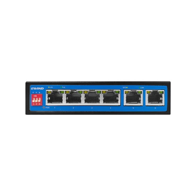 4-Port Fast Ethernet PoE Switch with 2 Uplinks and External Power