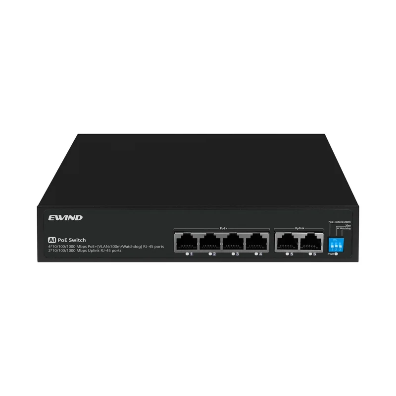 4-Port Gigabit Unmanaged PoE Switch with 2 RJ45 Uplinks