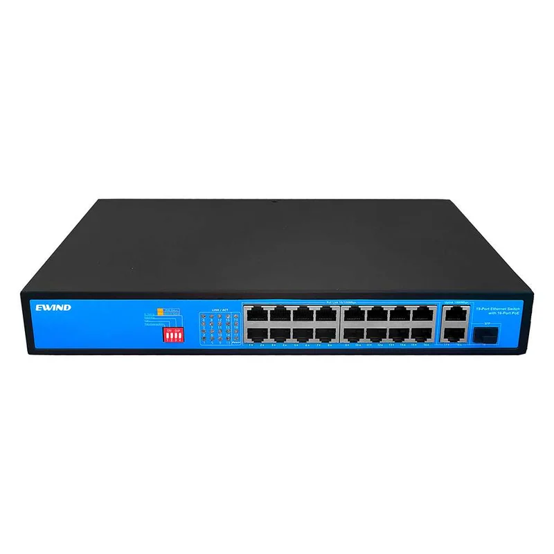 19-Port Fast Ethernet PoE Switch with Gigabit Uplinks