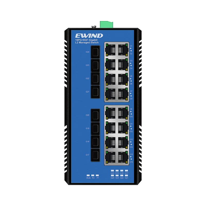 24-Port Gigabit Managed Industrial PoE Switch with 8 SFP Uplinks