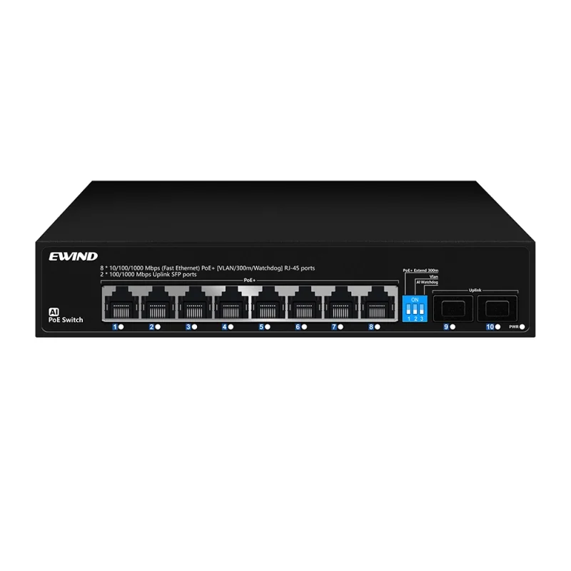 10-Port Full Gigabit PoE Switch with 2 SFP Uplinks