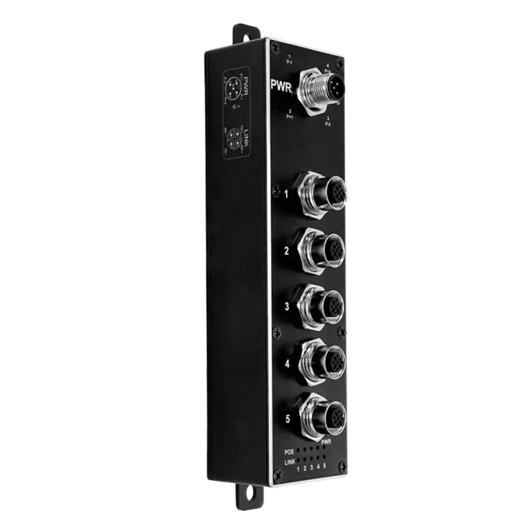 5-Port Gigabit M12 Industrial PoE Switch