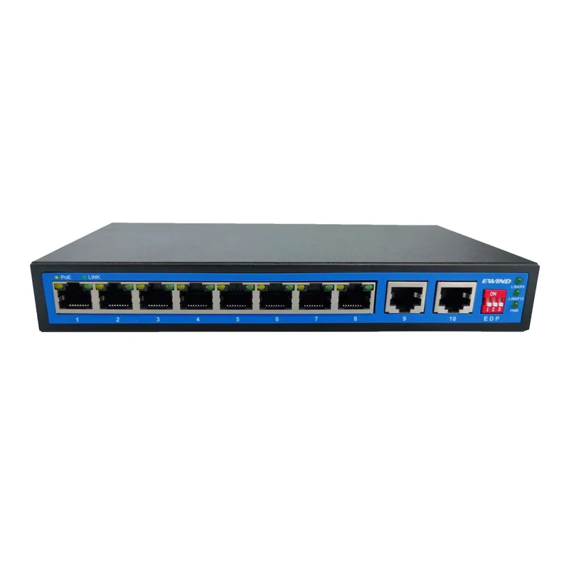 8-Port Fast Ethernet PoE Switch with 2 Gigabit RJ45 Uplinks