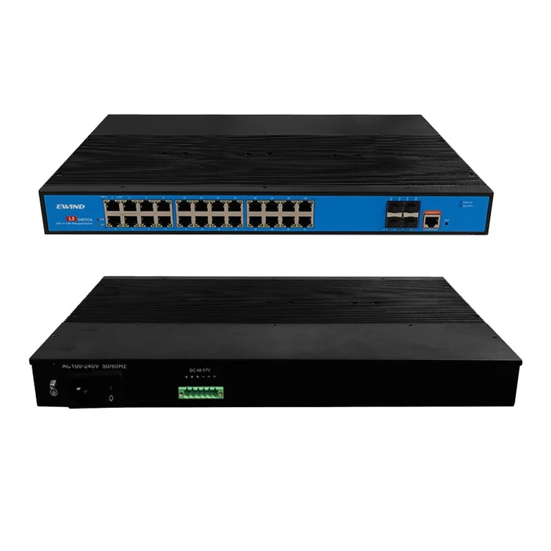 24-Port Industrial Managed PoE Switch with AC/DC Power and 10G Uplinks