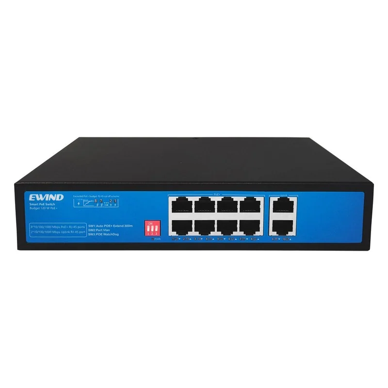 8-Port Fast Ethernet PoE Switch with 2 Gigabit Uplinks