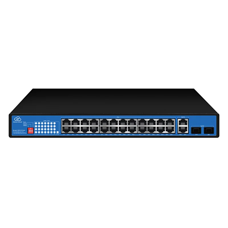24-Port Fast Ethernet Cloud PoE Switch with 4 Gigabit Uplinks