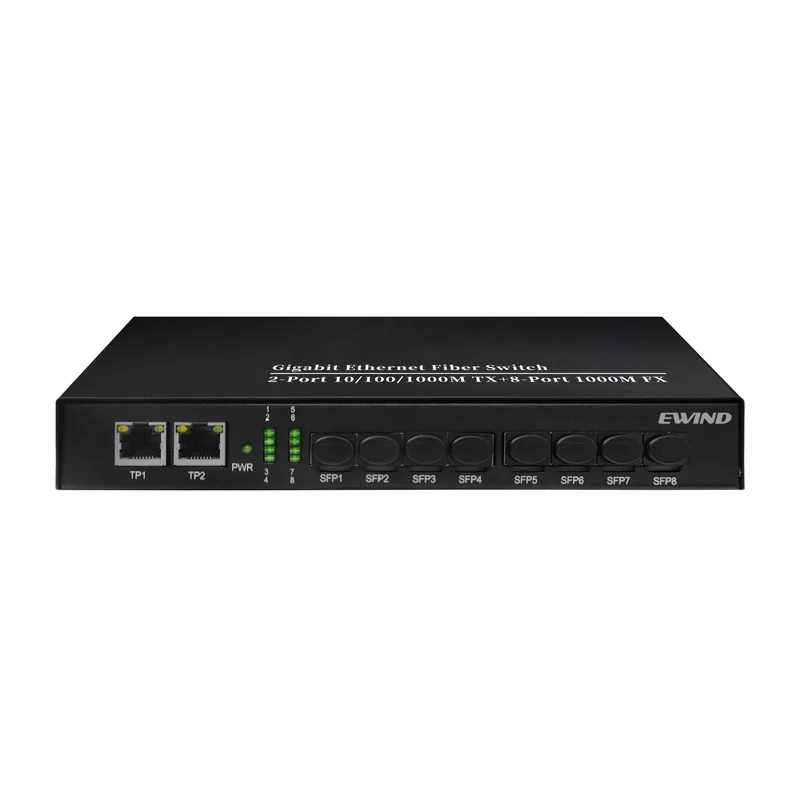 8-Port Gigabit Fiber Switch with 2 Gigabit RJ45 Uplinks