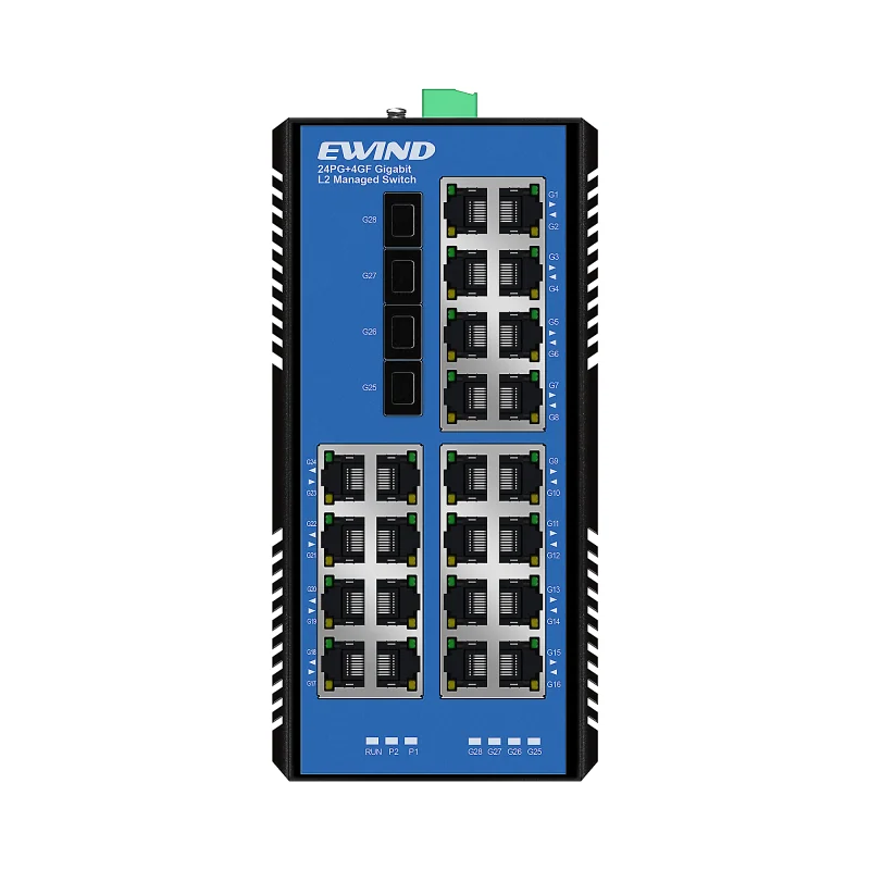 28-Port Gigabit L2+ Managed Industrial PoE Switch with 4 SFP Uplinks