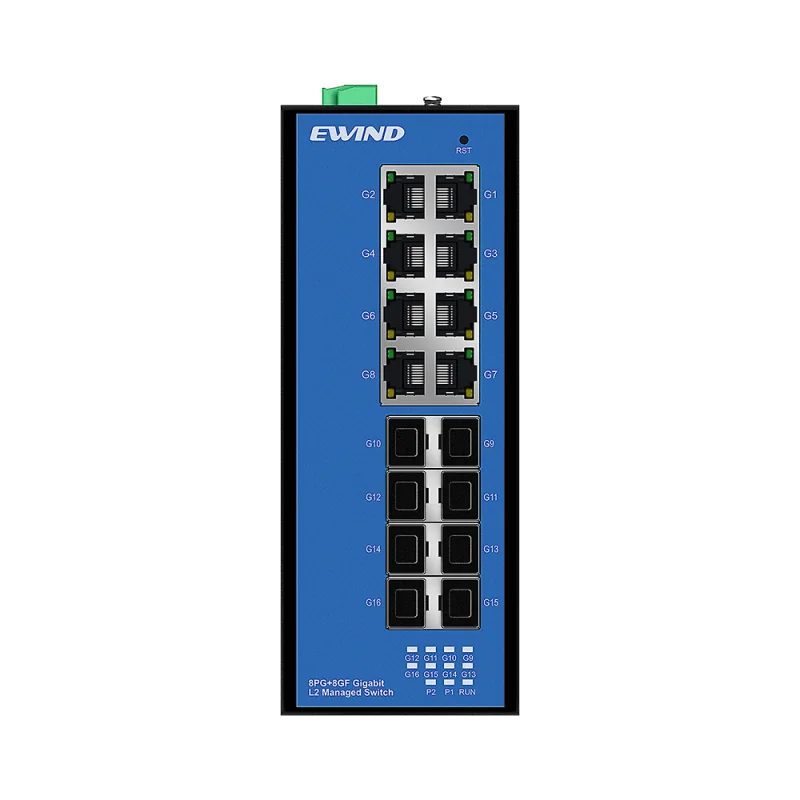 16-Port Gigabit L2+ Managed Industrial Switch with 8 SFP Uplinks