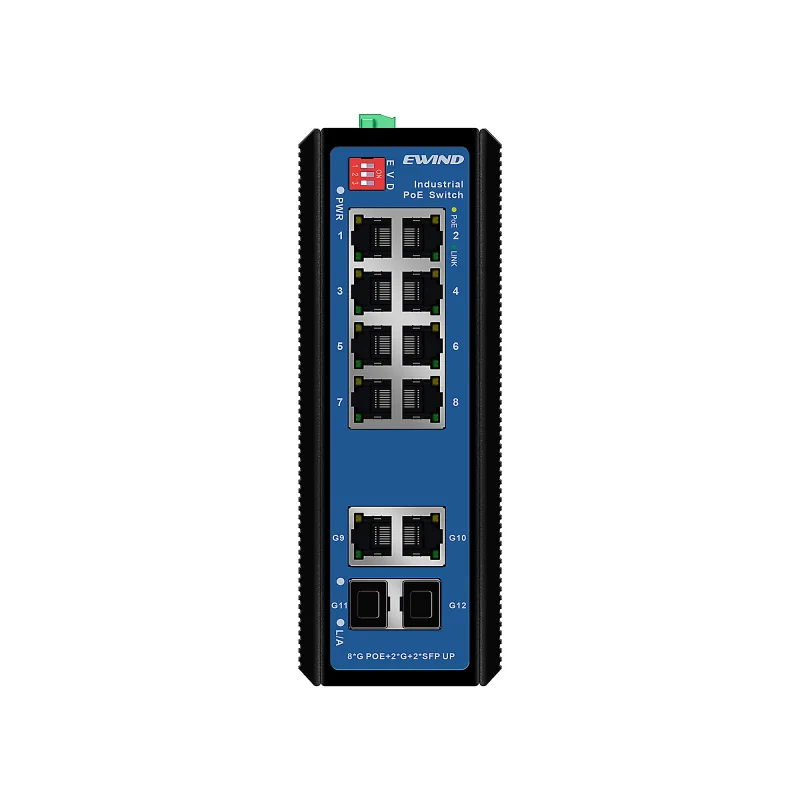 12-Port Industrial Gigabit PoE Switch with SFP and 12V Booster