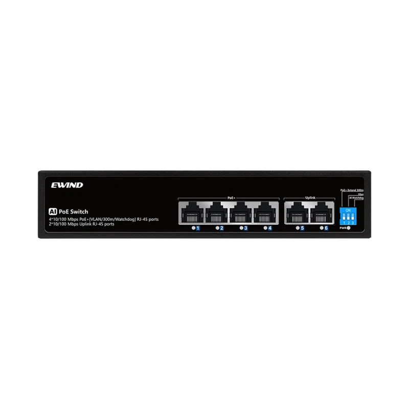 4-Port Fast Ethernet PoE Switch with 2 Fast Ethernet Uplinks