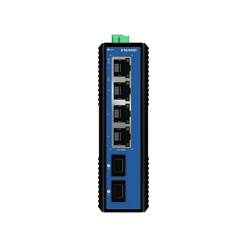 6-Port Industrial Fast Ethernet PoE Switch with Dual Gigabit SFP