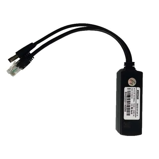 12W Fast Ethernet PoE Splitter with 5V DC Plug