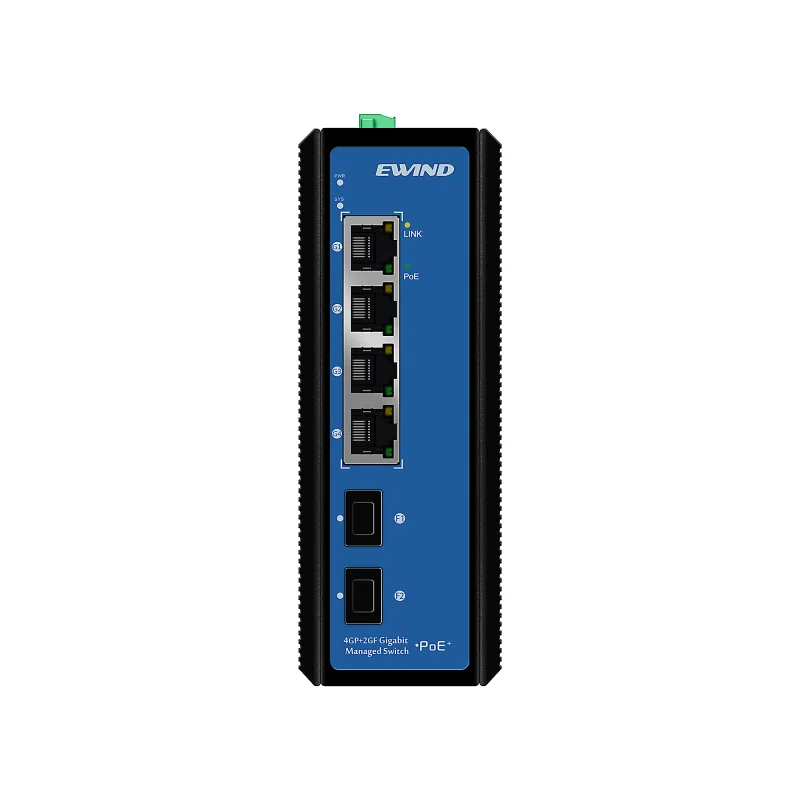 6-Port Managed Industrial Gigabit PoE Switch with Dual SFP