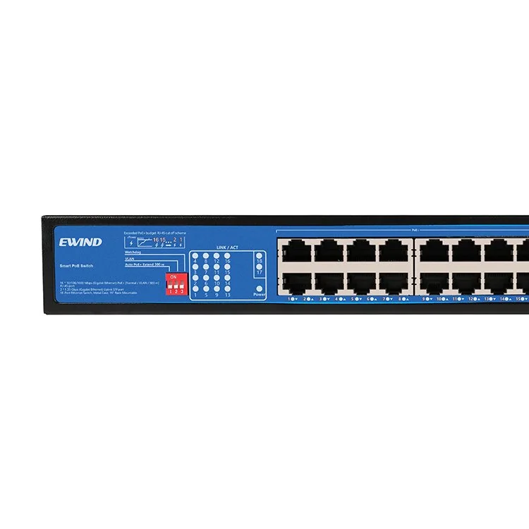16-Port Gigabit PoE Switch with 2 Gigabit SFP Uplinks
