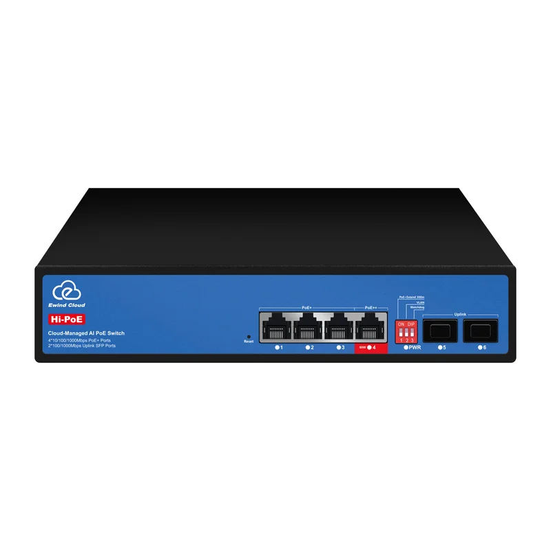 4-Port Gigabit Cloud-Managed PoE Switch with 2 SFP Uplinks