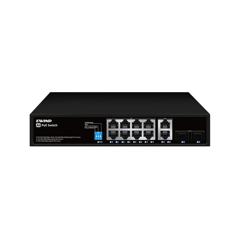 8-Port Gigabit Unmanaged PoE Switch with RJ45 and SFP Uplinks