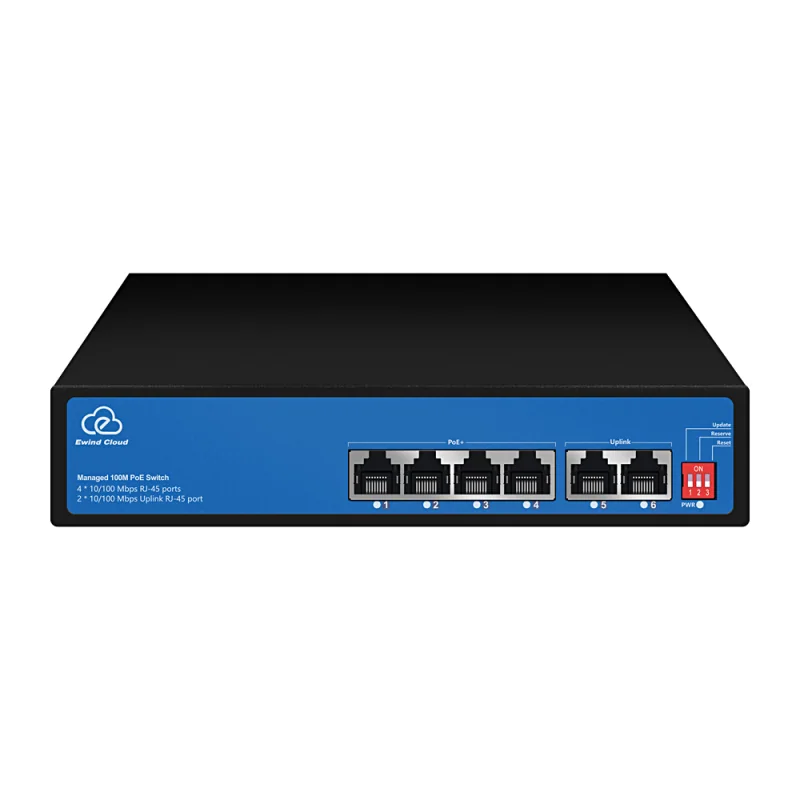 4-Port Fast Ethernet Cloud PoE Switch with 2 Uplinks