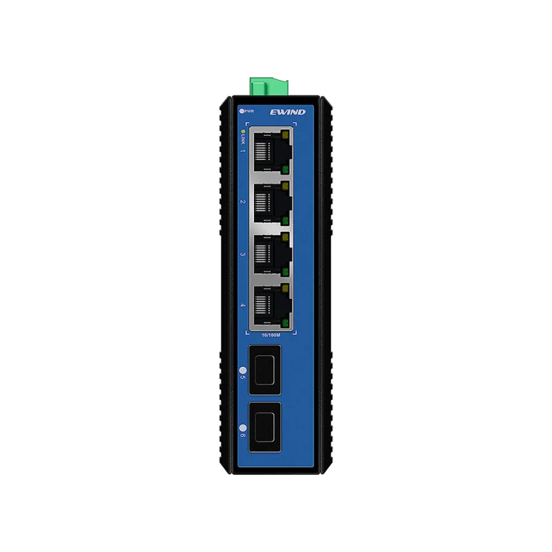 4-Port Fast Ethernet Industrial Switch with 2 Gigabit SFP Uplinks