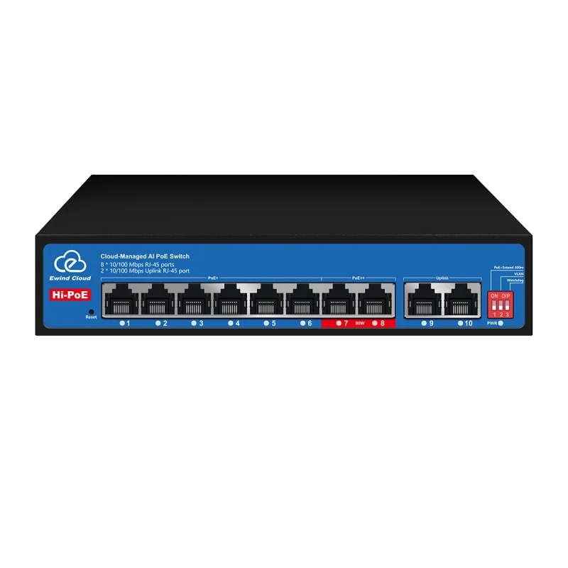 8-Port Fast Ethernet Cloud-Managed PoE Switch