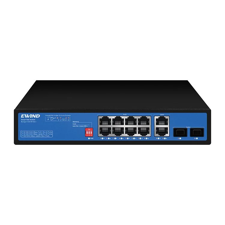 8-Port Gigabit PoE Switch with 2 RJ45 and 2 SFP Uplinks